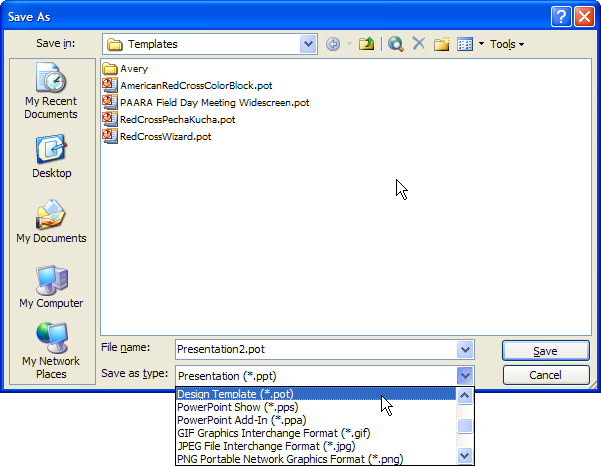 PowerPoint Save As dialog box
